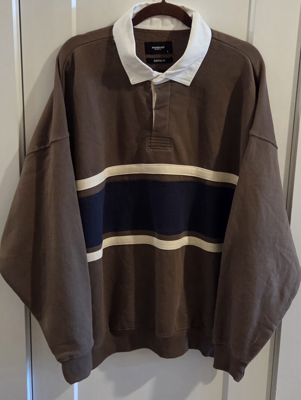 NWT Reserve Supply Oversize Rugby Sweatshirt Harvest Brown - Size Large